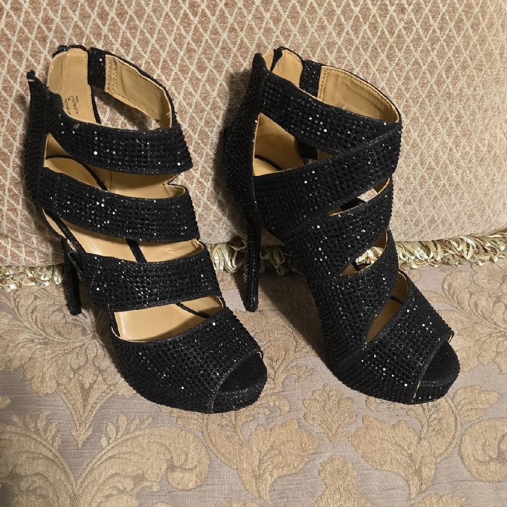 Thalia Sodi Black Glitter Heels